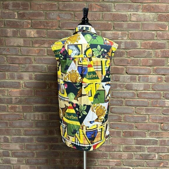 BURBERRY Multicolor Sleeveless Archive Scarf Print Button Down Shirt Size 4 - Picture 4 of 6
